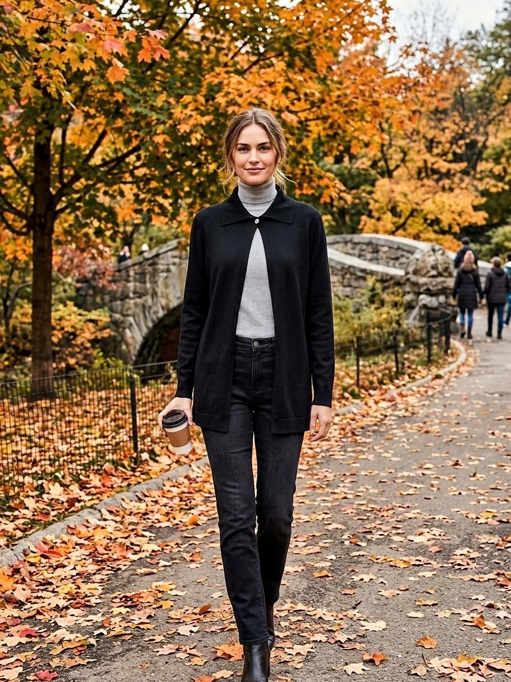 Jones New York Collection Women's Black Wool Cashmere Jacket Size Small